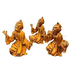 Vintage Christmas Ornaments Gold Wise Men Set of 3 -4” H C9